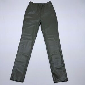 🔴 WIN WIN Olive Green Faux Leather High Waisted Skinny Pants Size L